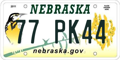 NE license plate 77PK44