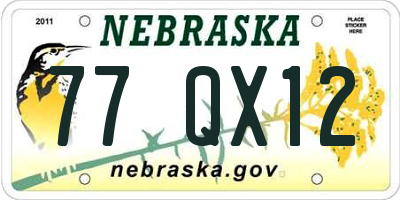 NE license plate 77QX12