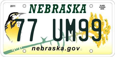 NE license plate 77UM99