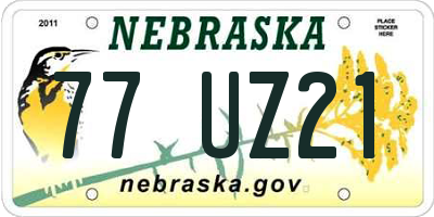 NE license plate 77UZ21