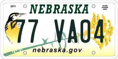 NE license plate 77VA04