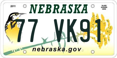 NE license plate 77VK91