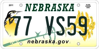 NE license plate 77VS59
