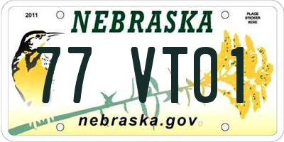 NE license plate 77VT01