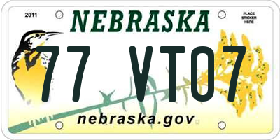 NE license plate 77VT07