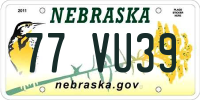 NE license plate 77VU39