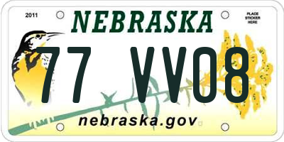 NE license plate 77VV08