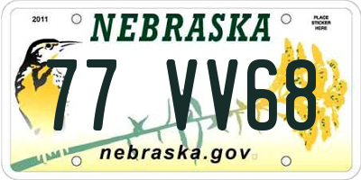 NE license plate 77VV68
