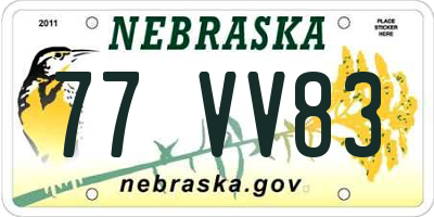 NE license plate 77VV83