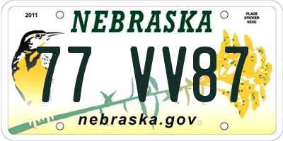 NE license plate 77VV87