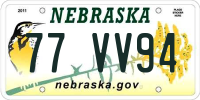 NE license plate 77VV94
