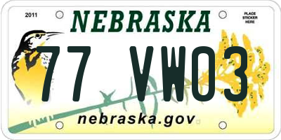 NE license plate 77VW03