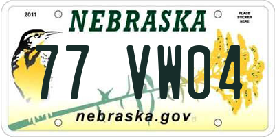 NE license plate 77VW04