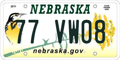 NE license plate 77VW08