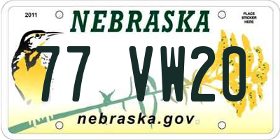 NE license plate 77VW20