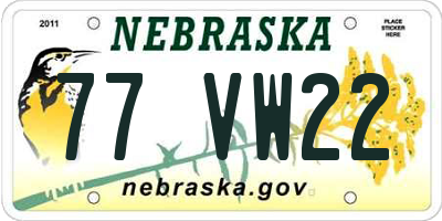 NE license plate 77VW22