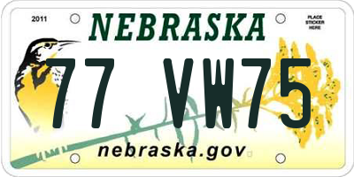 NE license plate 77VW75