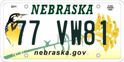 NE license plate 77VW81