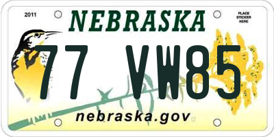 NE license plate 77VW85
