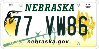 NE license plate 77VW86