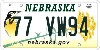 NE license plate 77VW94