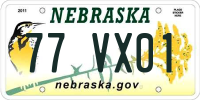 NE license plate 77VX01