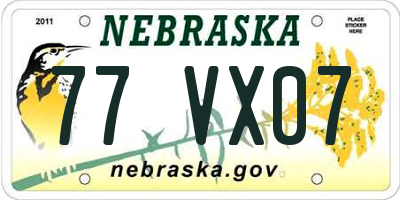 NE license plate 77VX07