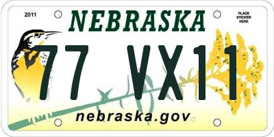 NE license plate 77VX11