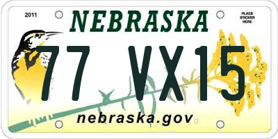 NE license plate 77VX15