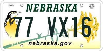 NE license plate 77VX16