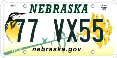 NE license plate 77VX55