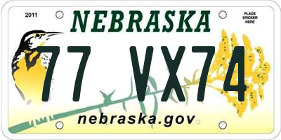 NE license plate 77VX74