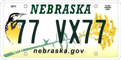 NE license plate 77VX77