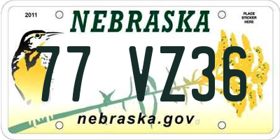 NE license plate 77VZ36