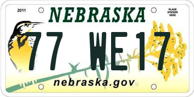 NE license plate 77WE17