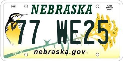 NE license plate 77WE25