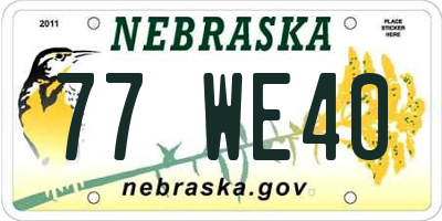NE license plate 77WE40