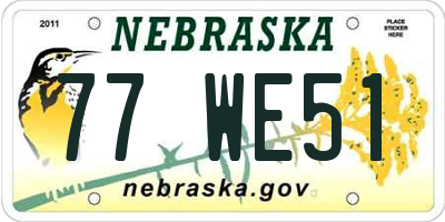 NE license plate 77WE51
