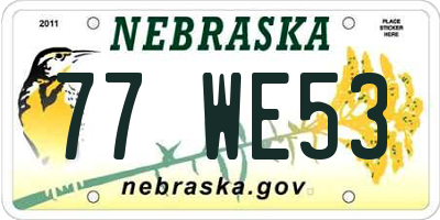 NE license plate 77WE53