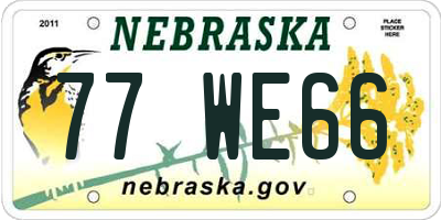 NE license plate 77WE66