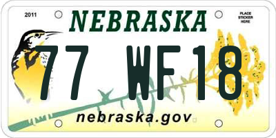 NE license plate 77WF18