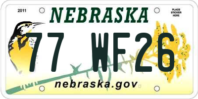 NE license plate 77WF26