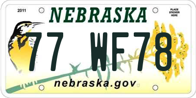 NE license plate 77WF78