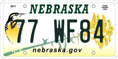 NE license plate 77WF84