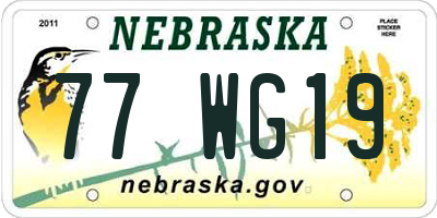 NE license plate 77WG19