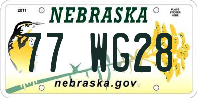 NE license plate 77WG28