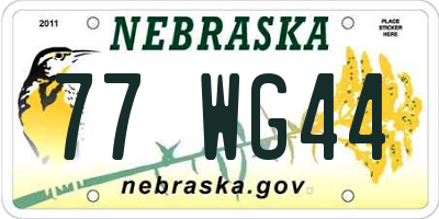 NE license plate 77WG44