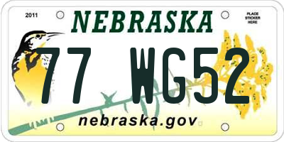 NE license plate 77WG52