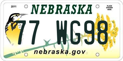 NE license plate 77WG98