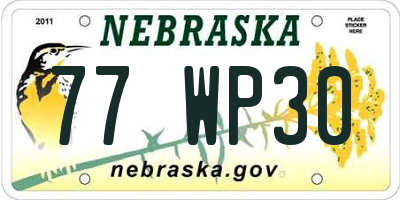 NE license plate 77WP30